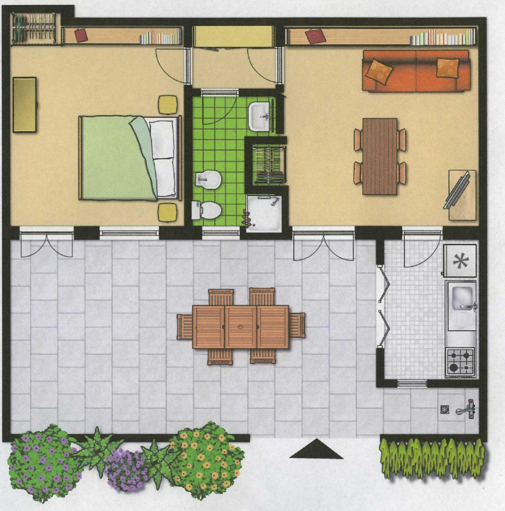 bilocale con resede esterna